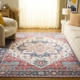thumbnail image 3 of SAFAVIEH Arizona Mia Medallion Machine Washable Area Rug, Rust/Blue, 6' x 6' Square, 3 of 8