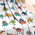 thumbnail image 3 of White Cartoon Fantasy Dinosaurs Pattern Blanket,Comfortable Soft Flannel Throw Blanket,All Season,Warm Lightweight Blankets for Sofa Bed Couch Living Room Chair,30"x40", 3 of 4