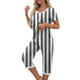 thumbnail image 3 of Qucoqpe - Conjuntos de pijama cómodos para mujer, con cuello en V y manga corta, pantalones anchos con estampado de rayas, estilo capri holgado, 3 of 5