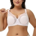 thumbnail image 4 of YANDW Lace Full Coverage Bra for Women Underwire Support Plus Sizes Bras with Padding Lift, Pink 40DDD, 4 of 6