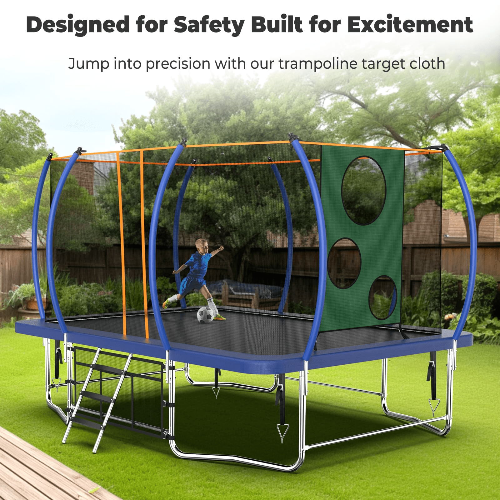 Jump into Fun Trampoline 8FT x 14FT for Kids Adults Rectangular