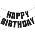 thumbnail image 1 of Pancarta negra de feliz cumpleaños para decoración de fiestas de cumpleaños., 1 of 5