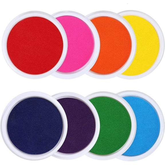 8 Colors Rainbow Washable Large Ink Pads for Rubber Stamps Kids (Pack of 8)