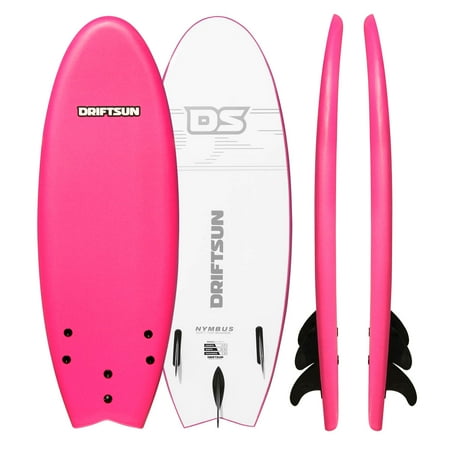 Driftsun Nymbus 58” x 20” Pink Foam Surfboard, with EPS Foam Core, Includes 3 Removable (Best Foam Surfboard Australia)