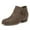 Taupe, variant on Pennysue Women Low Chunky Stacked Heel Boots Brown Pu Side Zipper Ankle Booties 9M