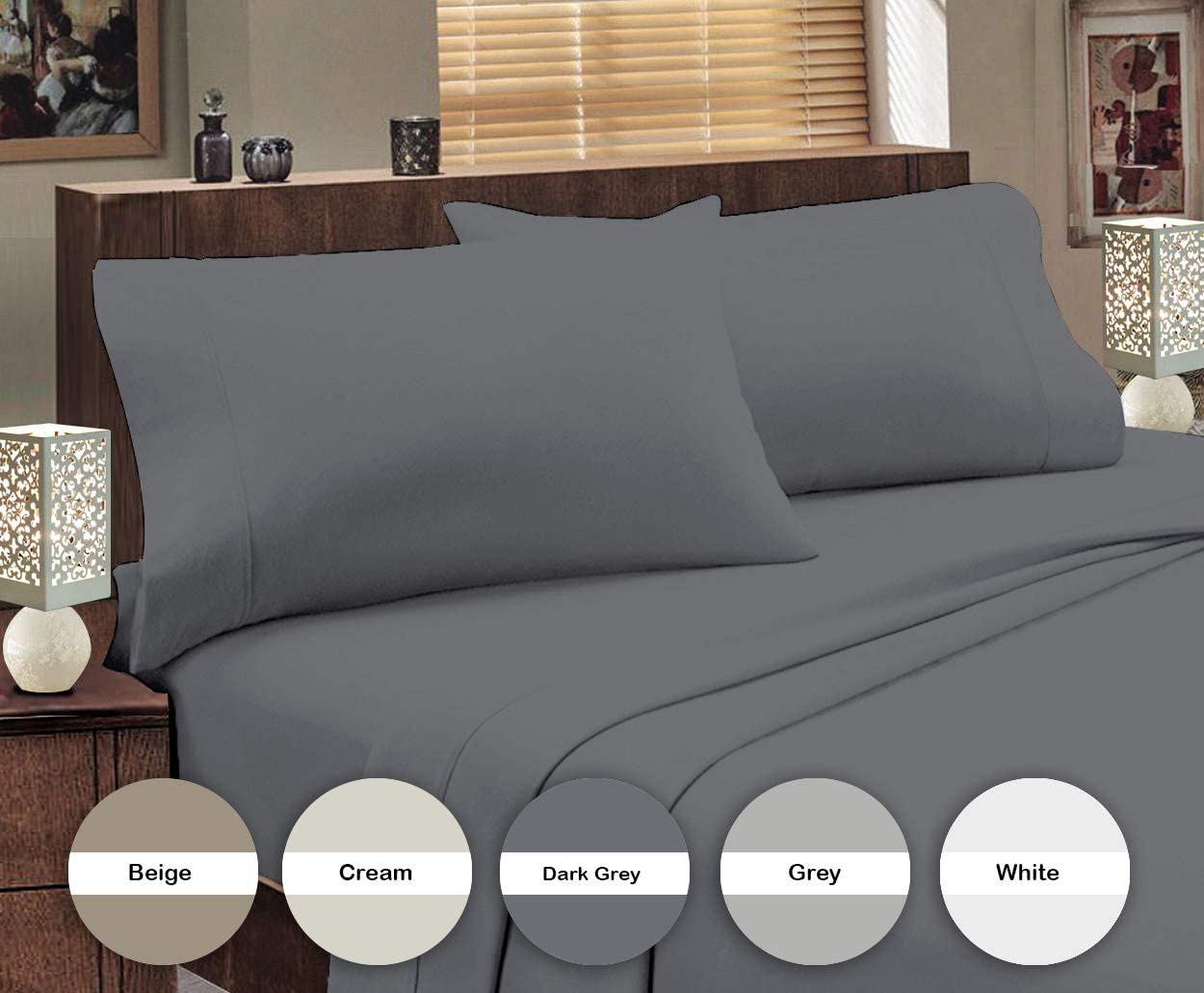 Lavish Touch Queen Flannel Sheet Set, 4 Piece Microfiber Sheet Set