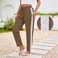thumbnail image 4 of GUACER No Boundarie Women's Cropped Pants Casual Drawstring Straight Leg Pants with Boho Crochet Lace Side Stripe Summer Trousers, 4 of 7