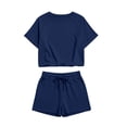 thumbnail image 6 of Dagugfen Womens Athletic Sets Crew Neck Short Sleeve Tees Drawstring Elastic Waist Shorts with Pockets Breathable Outdoor Workout Running Sets, 6 of 6