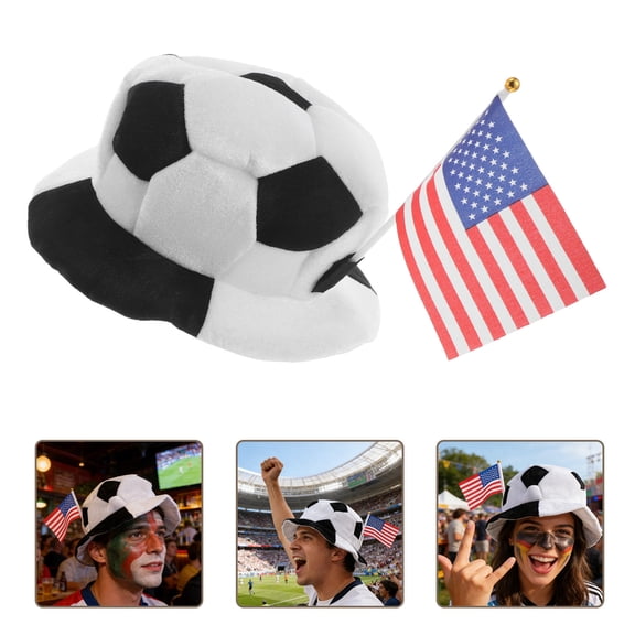 NUOLUX Funny Soccer Ball Hat with America Flag for Football Fan Accessories and Carnival