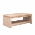 thumbnail image 3 of Modern Wood Coffee Table with Beaded Trim – 47" Rectangular Coffee Table with Open Storage Shelf, Light Natural Finish – Farmhouse & Coastal Living Room Furniture, 3 of 10