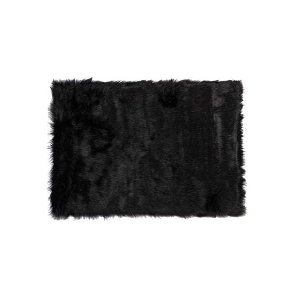 HomeRoots 317169 3 x 5 in. Sheepskin Rug & Throw - Black