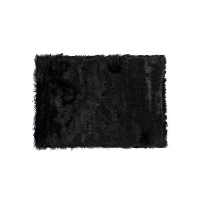 HomeRoots 317169 3 x 5 in. Sheepskin Rug & Throw - Black