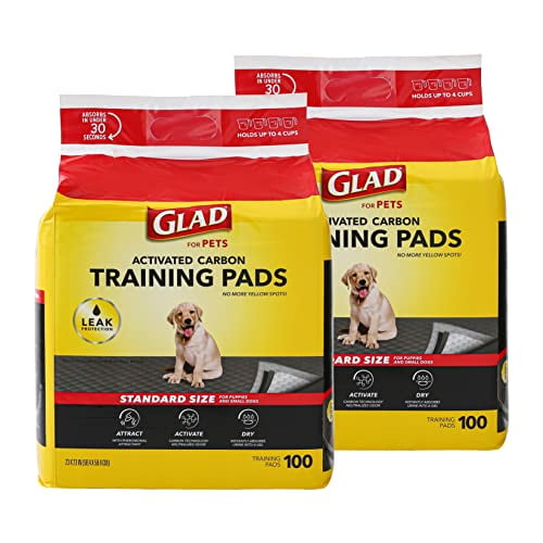Glad for Pets Black Charcoal Puppy Pads 100 Count 2 Pack Puppy Potty Training Pads That Absorb NEUTRALIZE Urine Instantly New Improved