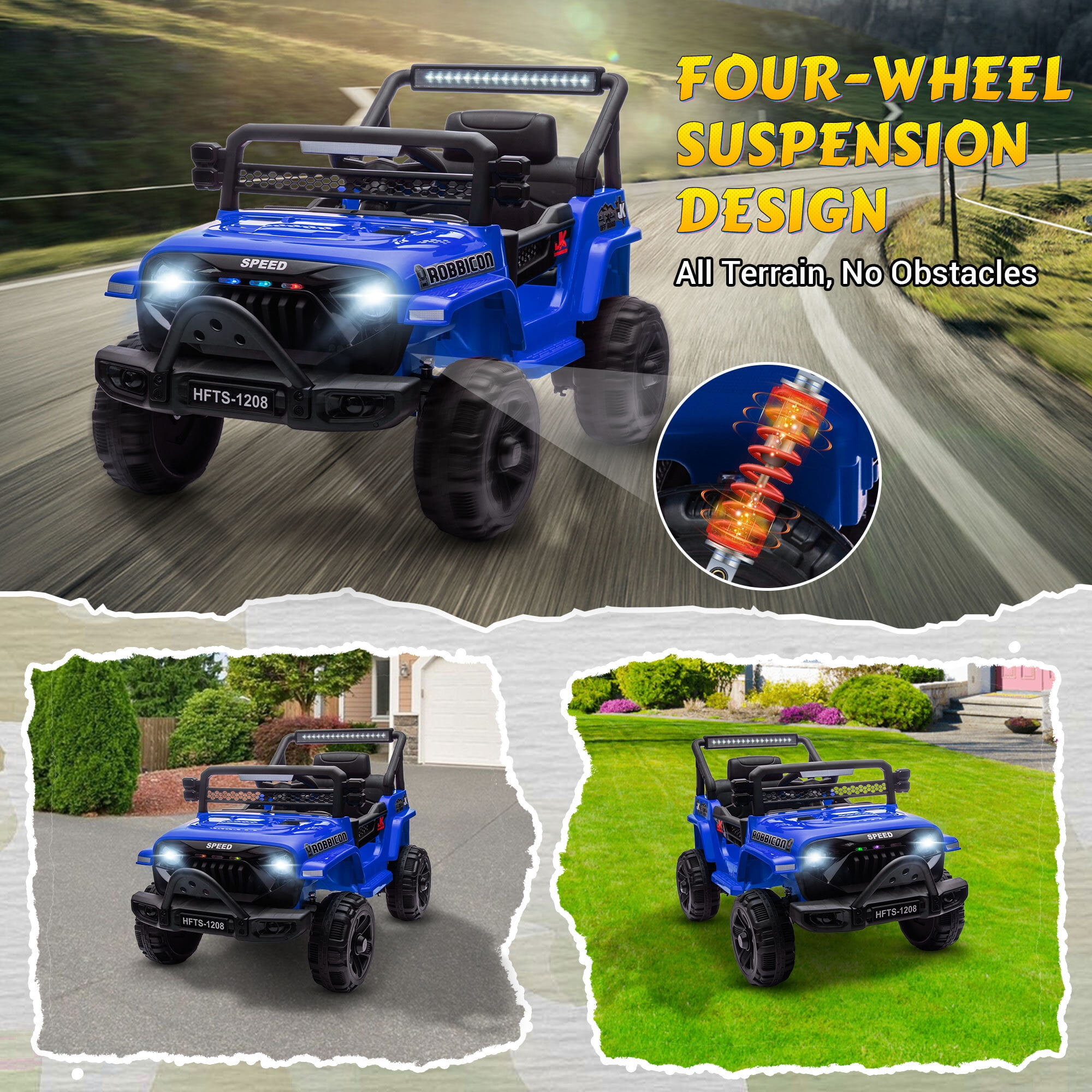 12V Kids Ride on Toys Cars with Parents Control, Toddler Electric Ride on Truck Car with Early Education Function, Riding Toy with 4 Wheel Suspension, MP3, USB, Electric Vehicle for Aged 3+, Blue