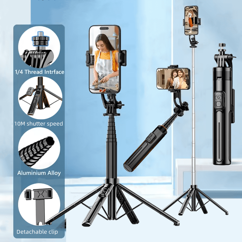 DODOUP Selfie Stick Tripod Stand for iPhone Samsung Huawei Cellphone 1.3m Extendable Phone Tripod with Wireless Remote