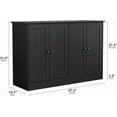thumbnail image 2 of Sideboard Buffet Cabinet with Storage, 47" W Kitchen Storage Cabinet with 4 Doors, Modern Farmhouse Coffee Bar Station Wood Kitchen Table for Living Room Dining Room, Black, 2 of 14
