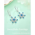 thumbnail image 4 of VESITIM Snowflake Earrings for Women 925 Sterling Silver Winter Dangle Drop Earrings Birthstone Created Aquamarine Leverback Jewelry for Christmas Gifts, 4 of 7