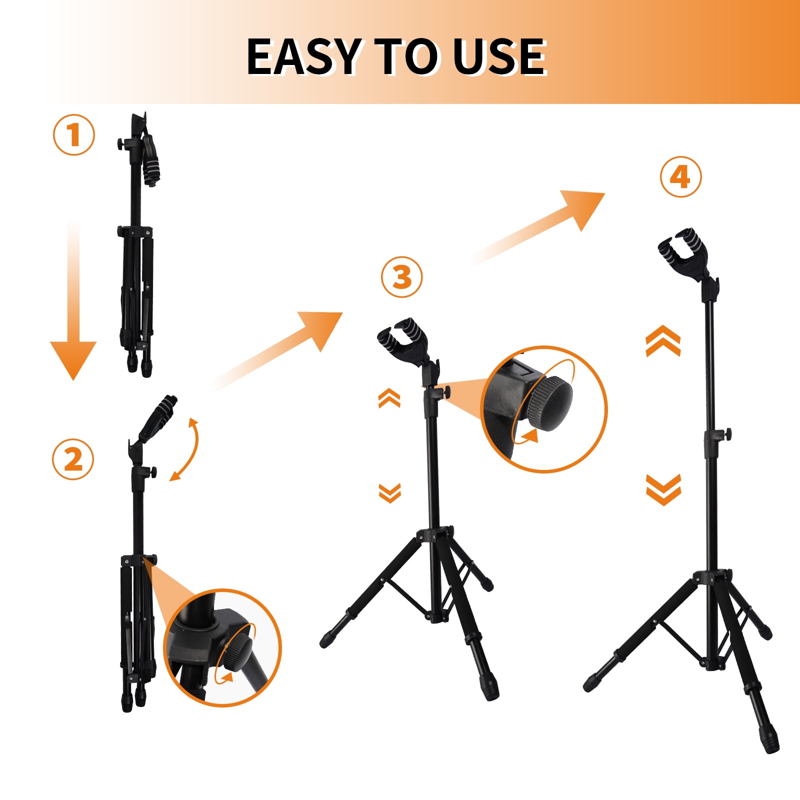 Phceily Adjustable Folding Guitar Floor Stand for Acoustic, Electric, Bass, Ukulele