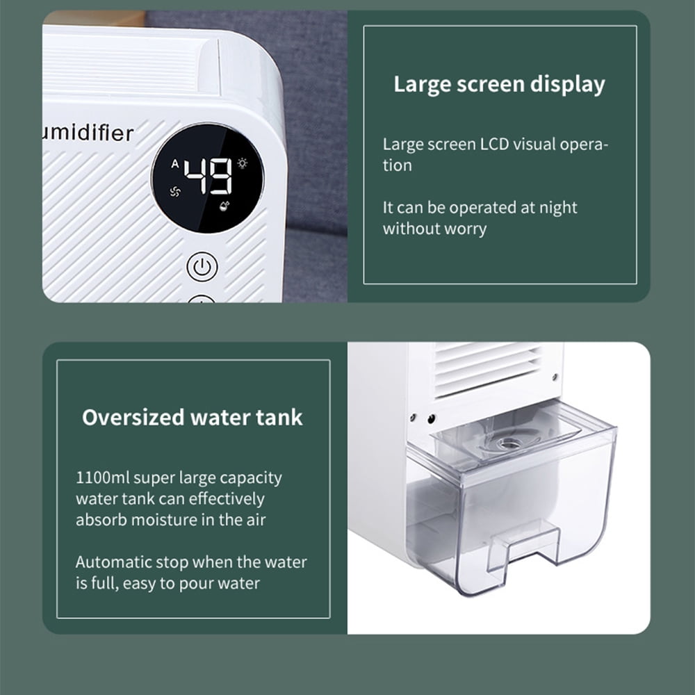 Electric Dehumidifier 37OZ Portable Air Dehumidifiers with 24 Hour Timing 7 Colors LED Light 300ML/D Ultra Quiet Dehumidifier for Small Rooms Bedroom