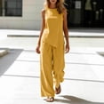 thumbnail image 1 of Neewe Two Piece Sets for Women Summer Outfits Lounge Cotton Linen Sets Round Neck Tops Wide Leg Long Pants Daily Outfits, 1 of 8