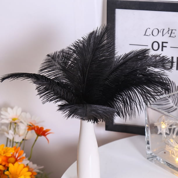 Plumas Esponjosas 10 Plumas De Avestruz Esponjosas Para Fiestas De Bodas, Plumas De 15 A 20 Cm (Negro)