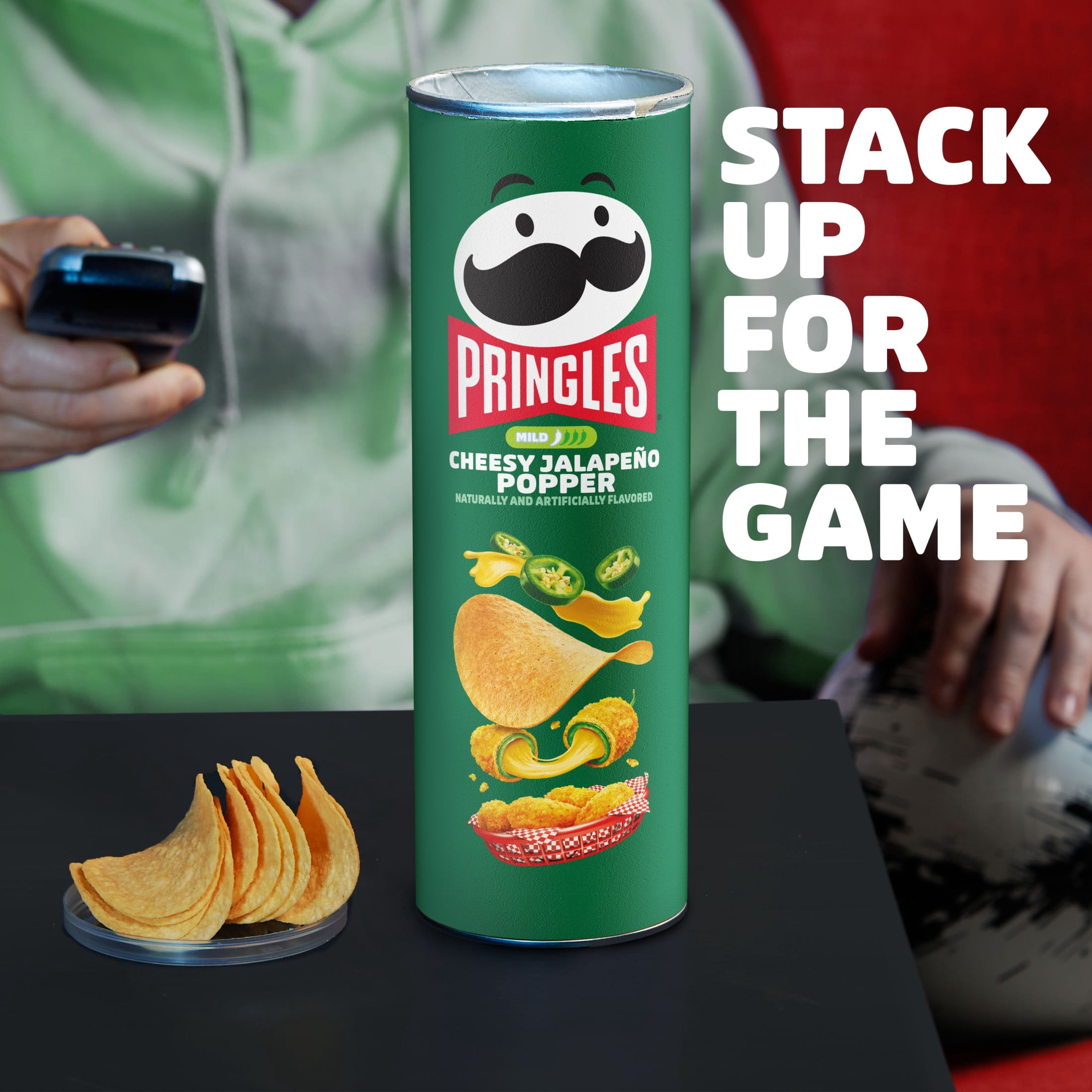 Pringles Cheesy Jalapeno Popper Potato Crisps Chips, Lunch Snacks, 5.5 oz Canister