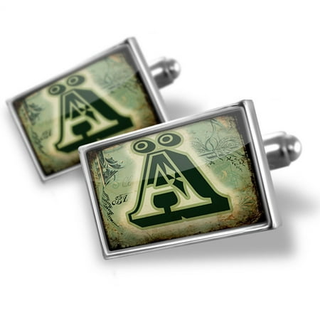 Cufflinks Ä Vintage circus characters, old green letter - NEONBLOND