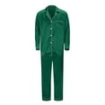 thumbnail image 2 of Odeerbi Satin Silk Pajamas for Family Holiday Long Sleeve Family Pajamas Matching Sets Dad Fashion Blouse Tops + Pants Sleepwear Family Matching PJs Set Green, 2 of 6