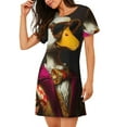 thumbnail image 2 of Haiem Noble Style Duck Print Women’s Short-sleeved Nightdress – Comfortable and Loose-Fit Sleepwear, Soft Cotton Sleep Shirt for Relaxing, Casual Nightdress, 2 of 6