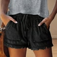 thumbnail image 2 of LIIPEE Women Casual Shorts Solid Color Elastic Waist Drawstring Tassel Shorts With Pockets Female Leisure Daily Wear Going Out Shorts,Black,Xxxl, 2 of 5