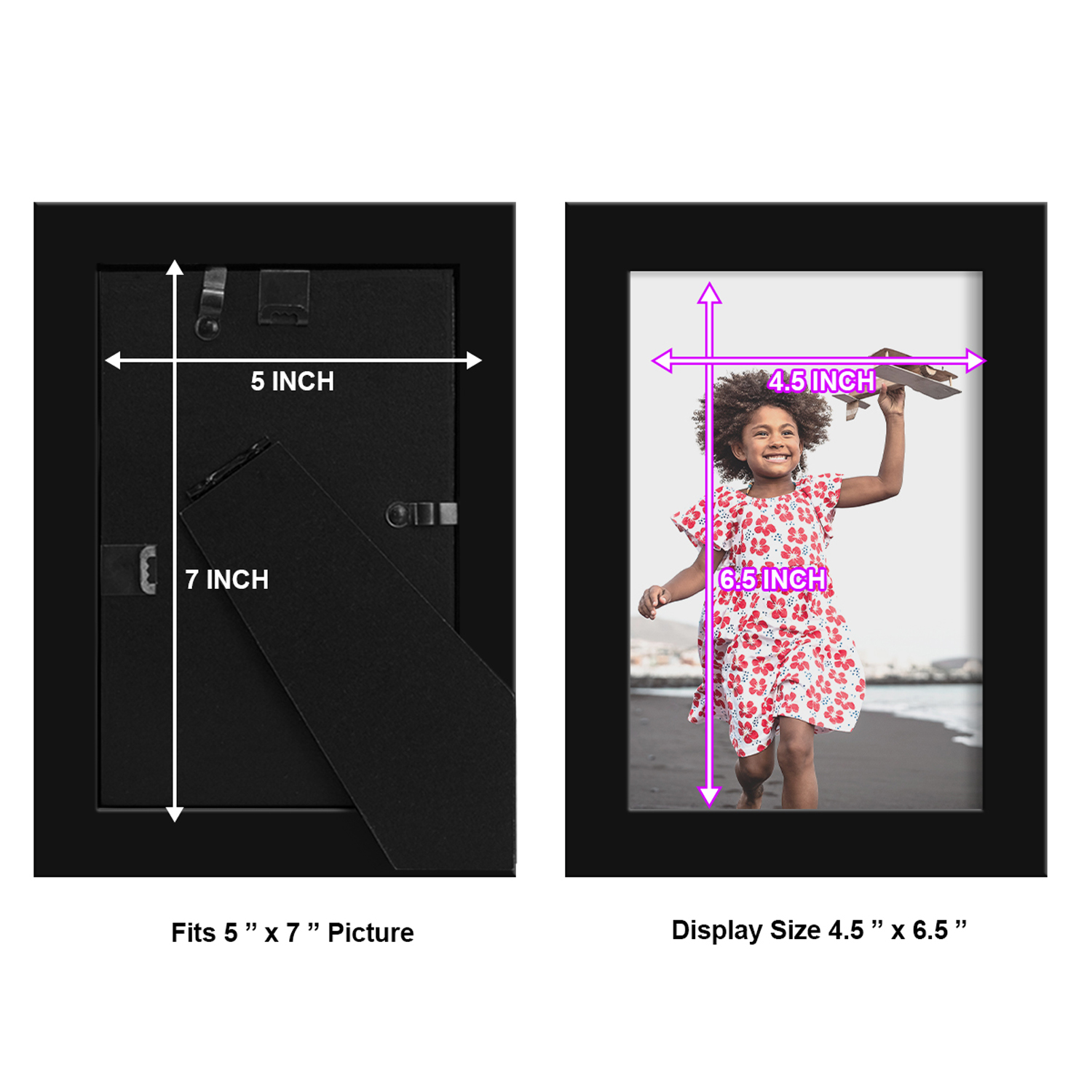 Modern 5 in. x 7 in. Black Picture Frame (Set of 2)