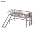 thumbnail image 7 of Twin Bunk Beds with Slide Floor Loft Bed Solid Wood Twin Size Low Loft Bed with Slide and Ladder No Box Spring Required, 7 of 7