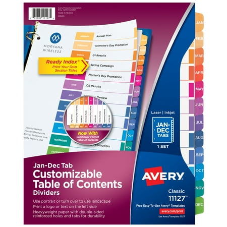 UPC: 0067933111272 | Avery(R) Ready Index(R) Table Of Contents Dividers  Jan.-Dec. Tab  Multicolor  11127