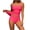 Hot Pink, variant on Women's Solid Color Backless Bikini Swimsuit Tankini Swimsuit with Halter Neck High Cut Slimming Bathing Suit for Beach Vacation Pool, Light Blue XL