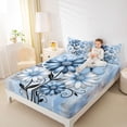 thumbnail image 3 of Erosebridal Blue Daisy Full Size Sheets for Girls, Watercolor Ombre Bed Sheets, 4 Pieces, 1 Flat Sheet 1 Fitted Sheet and 2 Pillowcases, 3 of 5