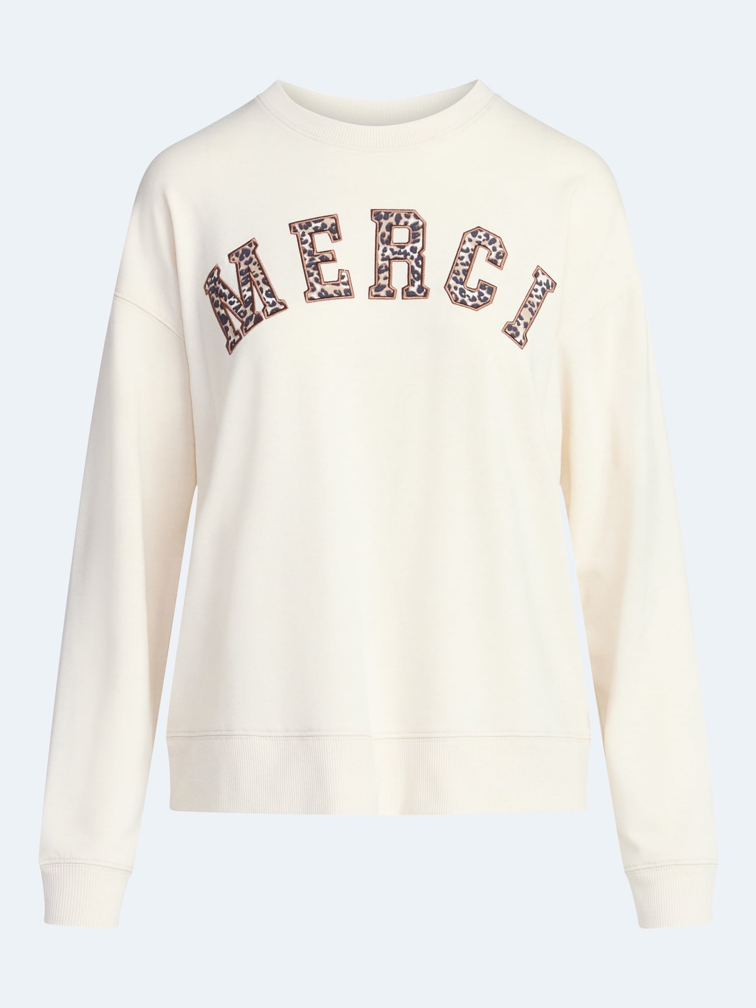 Joyspun Women's French Terry Knit Long Sleeve Lounge Sleep Top, Sizes XS-3X
