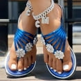 thumbnail image 6 of Mepaouo Woman's Sandal Flip Flop Rhinestone Flower Flats Sandals Non Slip Summer Beach Shoes(Blue,7), 6 of 9