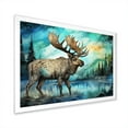 thumbnail image 2 of Designart "Serenity of Moose at Morning Lake" Animals Framed Wall Art Decor - Modern Blue Moose Entryway Framed Wall Art, 2 of 6