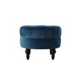 thumbnail image 3 of Ottoman Rond Capitonné Accents Clous Satin Turquoise, 3 of 9