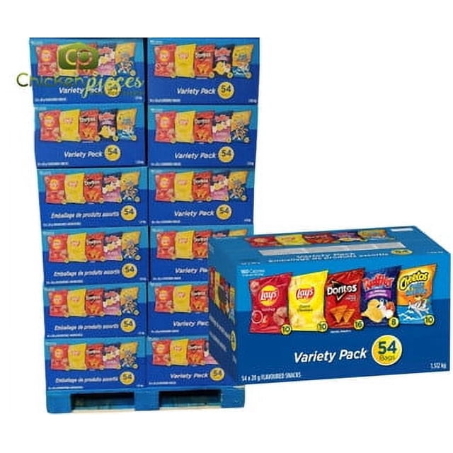 Frito Lay Flavoured Snacks Variety Pack Of Lay's, Doritos, Ruffles, Cheetos 54 × 28 g- Pallet Of 54 Cases-TOTAL 2916 SNACKS