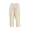 thumbnail image 3 of Uqiangy Cotton Linen Capris For Women Summer Pants For Women 2025 Pants For Summer Women Light Weight Pants For Womens Seersucker Pants Capri Linen Pants For Women Linen Pants For Women Beige L, 3 of 7