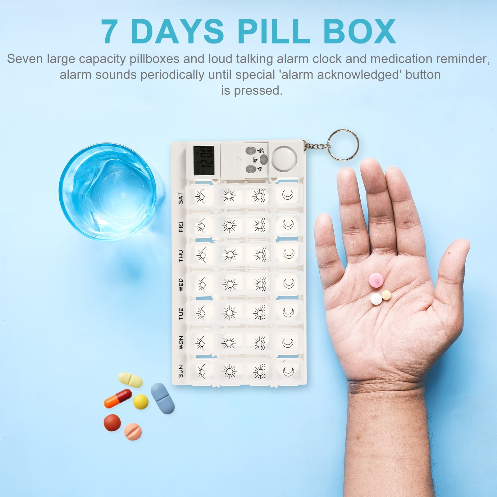 Fyrome Pill Box 28 Compartments Weekly 7 Days 7 Colors Medication Box Pill  Organizer Dispenser Plastic Medicine Storage Dispenser 7-Day Usage Pill