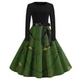thumbnail image 1 of Chandail de Noël Abordable Corashan Chandail de Noël Laid Robe Évasée à Imprimé de Noël pour Femmes Robe à Manches Longues Robes de Fête Décontractées Vert, 2TG, 1 of 3
