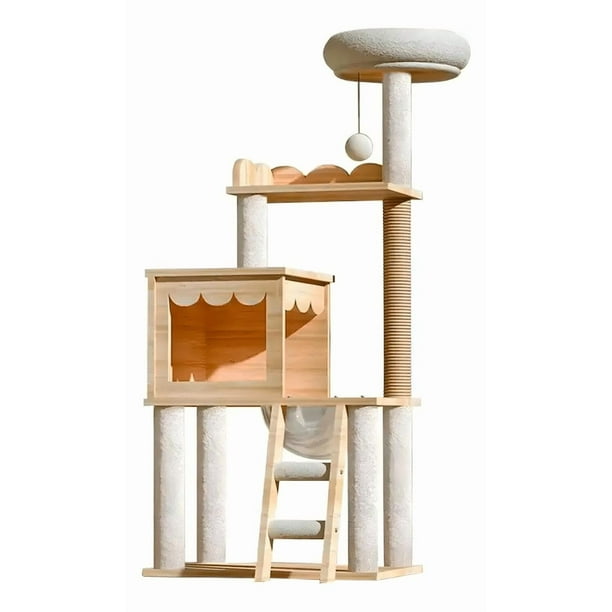 Rascador para Gatos con Torre, Juegos y Juguetes para Gatos Integrados - Castillo y Árbol Multifuncional, Mueble y Accesorios - Ideal Casas para Gatitos y Rascadores para Gato - Castillo Cat Tree