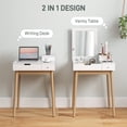 thumbnail image 4 of HOMCOM Coiffeuse Moderne avec Miroir Rabattable et 2 Tiroirs pour Chambre, 4 of 10