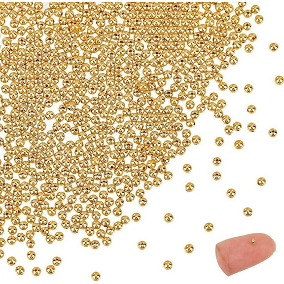 600Pcs 2mm Real 18K Gold Plated Round Beads Smooth Spacer Beads Metal Beads Rondelle Spacers for DIY Bracelet Necklace Jewelry Making Hole 0.5mm
