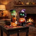 thumbnail image 2 of Halloween Frankenstein Dog LED Light, 7.87 Inch Resin Glowing Dog Figurine with Pumpkin, Indoor Outdoor Decor for Porch Mantel Party Home, 2 of 5