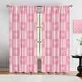 thumbnail image 3 of Valentines Checkered 2 Panels Set Window Curtains, Pink Love Heart Buffalo Plaid Rod Pocket Window Treatment Drapes, Dust-Proof Easy to Clean Curtains for Living Room Bedroom Kitchen-W42xL63in, 3 of 6