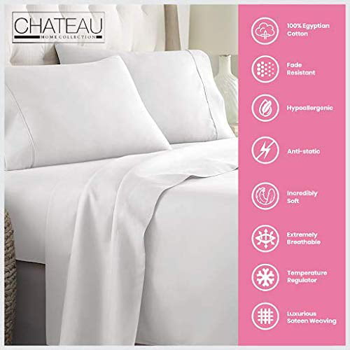 Cotton Bed Sheets White Egyptian Cotton Sheets Luxury Cotton Sheets for Queen Size Bed Sateen Weave Certified 800 Thread Count Sheets Queen Deep Pockets Egyptian Cotton Sheets Queen Size
