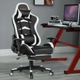 thumbnail image 2 of Costway Adjustable High Back Racing Gaming Chair with Footrest and Lumbar Massage, White, 2 of 11